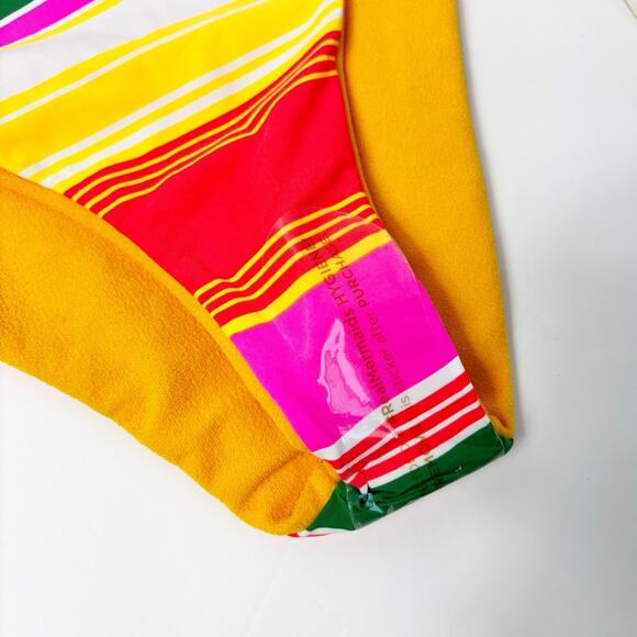 MAAJI WOMEN STANDARD HIGH RISE REVERSIBLE YELLOW STRIPED COLORFUL BOTTOM  LARGE - Picture 3 of 9